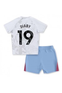 Aston Villa Moussa Diaby #19 Jalkapallovaatteet Lasten Vieraspeliasu 2023-24 Lyhythihainen (+ Lyhyet housut)